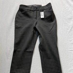 NWT Express Mid-rise Stretch Skinny Pant (Dark Grey/Brown Plaid, 0R)